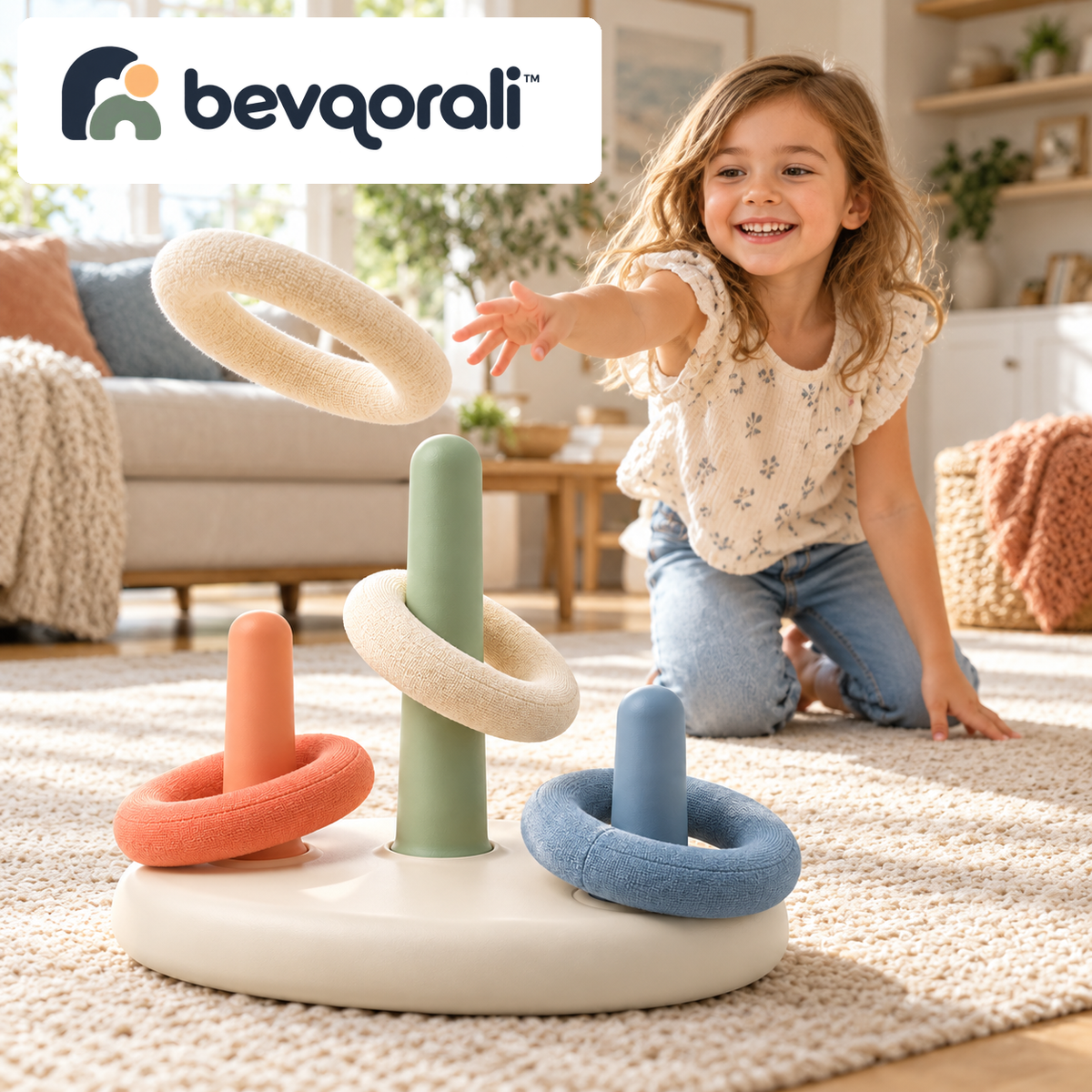 bevqorali™ HaloHop Soft Ring Game — playroom setting