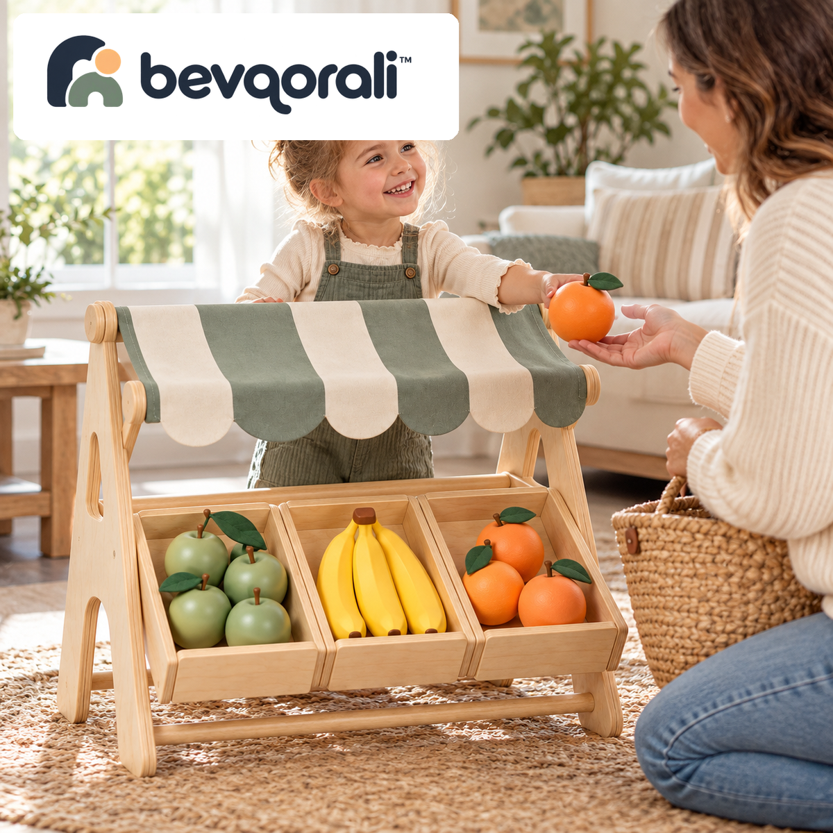 bevqorali™ MarketMorrow Play Stand — playroom setting